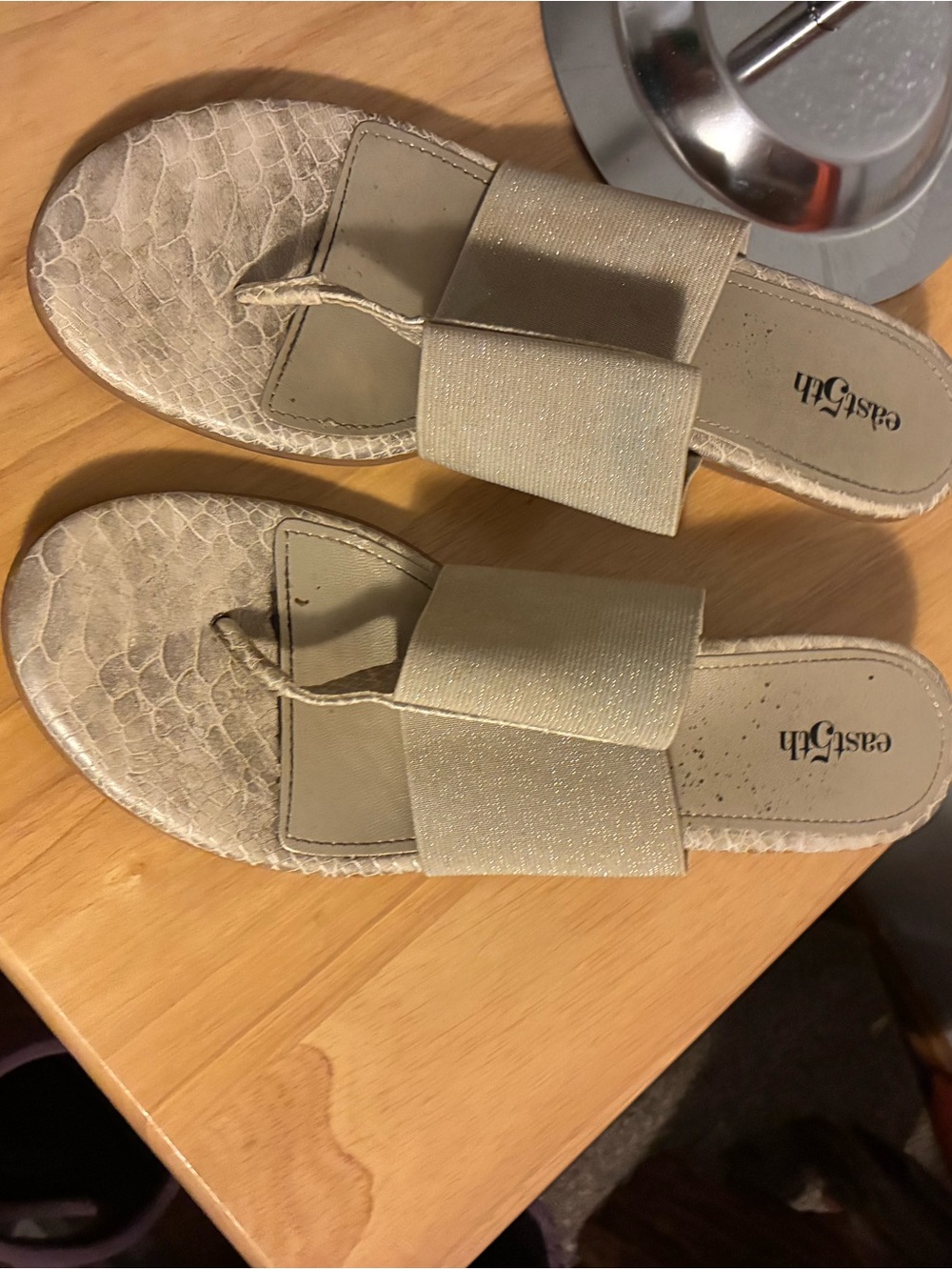 East 5th Sparkle Beige Thong Slide Sandals